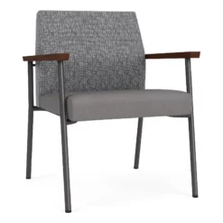 Lesro Mystic Polyurethane/Metal Reception WideGuest Chair In Charcoal/Black -CYMAX Sales 2691902 L