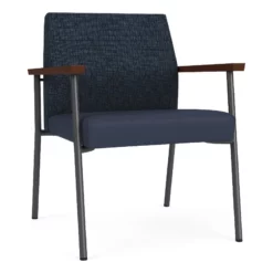 Lesro Mystic Polyurethane/Metal Reception WideGuest Chair In Charcoal/Black -CYMAX Sales 2691927 L