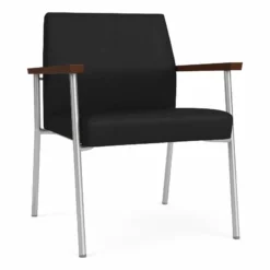 Lesro Mystic Metal/Polyurethane Reception WideGuest Chair In Silver/Black -CYMAX Sales 2691931 L 3