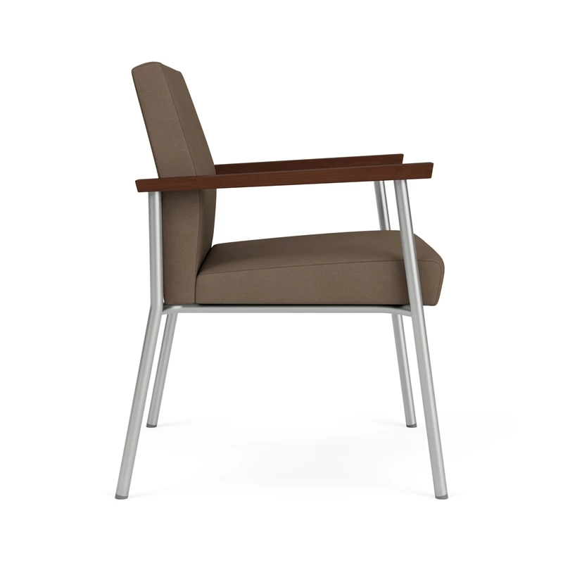 Lesro Mystic Polyurethane/Metal Reception WideGuest Chair In Silver/Brown 4 Lesro Mystic Polyurethane/Metal Reception WideGuest Chair In Silver/Brown - Image 2