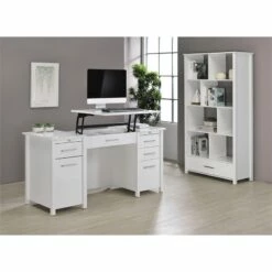 Urbanpro 4-Drawer Contemporary Wood Home Office Desk In White High Gloss 27 Urbanpro 4-Drawer Contemporary Wood Home Office Desk In White High Gloss -CYMAX Sales 2692353 12 L