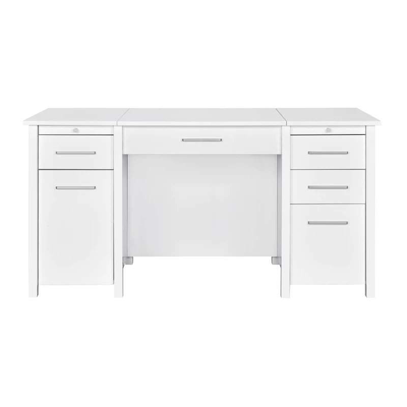 Urbanpro 4-Drawer Contemporary Wood Home Office Desk In White High Gloss 5 Urbanpro 4-Drawer Contemporary Wood Home Office Desk In White High Gloss - Image 3