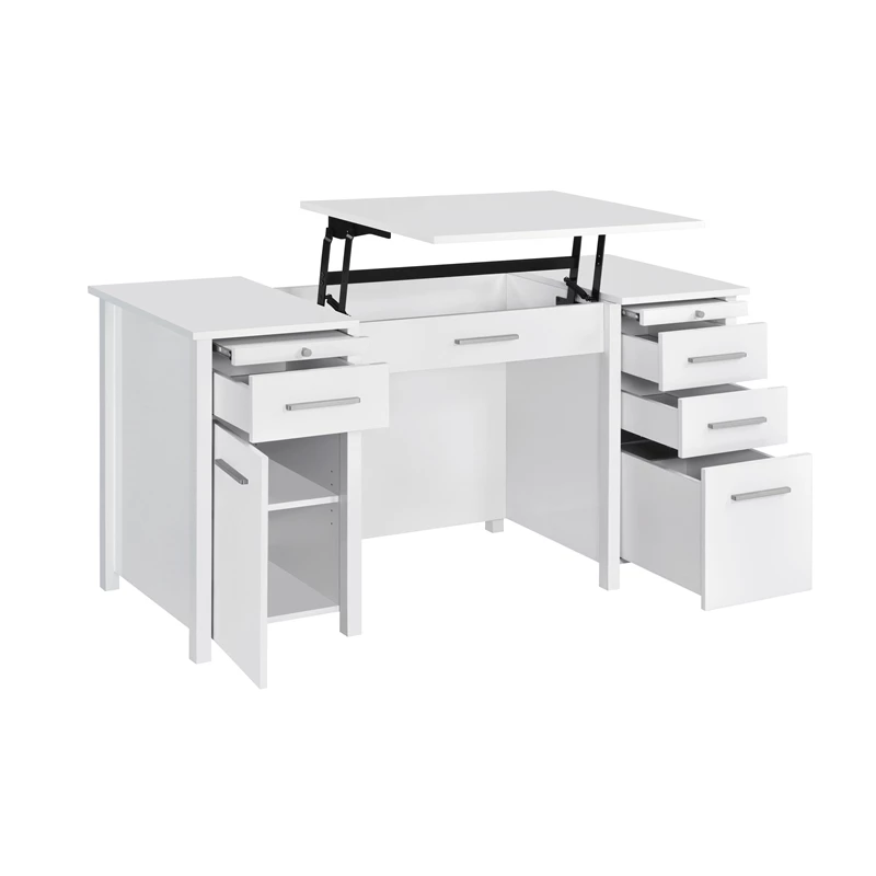 Urbanpro 4-Drawer Contemporary Wood Home Office Desk In White High Gloss 9 Urbanpro 4-Drawer Contemporary Wood Home Office Desk In White High Gloss - Image 7