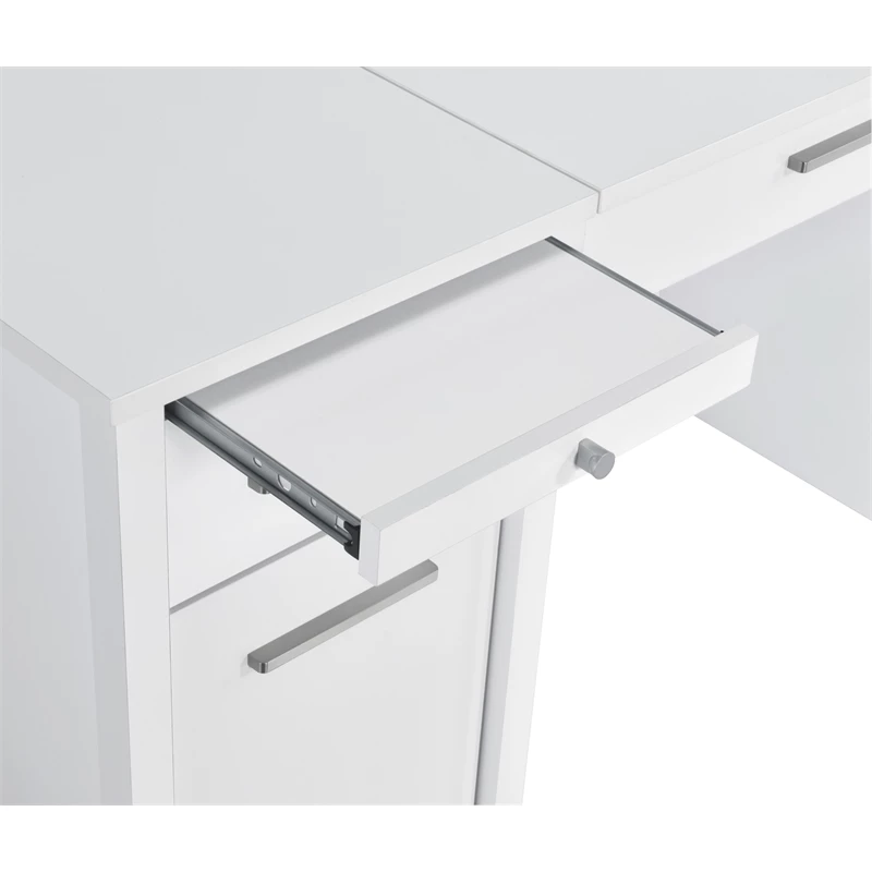 Urbanpro 4-Drawer Contemporary Wood Home Office Desk In White High Gloss 12 Urbanpro 4-Drawer Contemporary Wood Home Office Desk In White High Gloss - Image 10