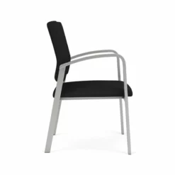 Lesro Newport 18.5" Polyurethane Waiting Reception Guest Chair In Black/Silver -CYMAX Sales 2698733 1 L 1