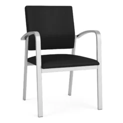 Lesro Newport 18.5" Polyurethane Waiting Reception Guest Chair In Silver/Black -CYMAX Sales 2698733 L