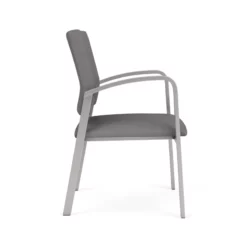 Lesro Newport 18.5" Polyurethane Waiting Reception Guest Chair In Silver/Black -CYMAX Sales 2698734 1 L