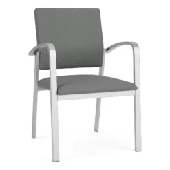 Lesro Newport 18.5" Fabric Waiting Reception Guest Chair In Gray/Silver -CYMAX Sales 2698736 L