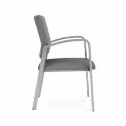 Lesro Newport 18.5" Polyurethane Waiting Reception Guest Chair In Black/Silver -CYMAX Sales 2698780 1 L 1