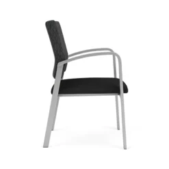 Lesro Newport 18.5" Polyurethane Waiting Reception Guest Chair In Silver/Black -CYMAX Sales 2698782 1 L