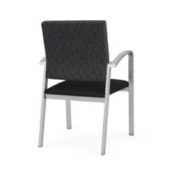 Lesro Newport 18.5" Polyurethane Waiting Reception Guest Chair In Silver/Black -CYMAX Sales 2698782 2 L