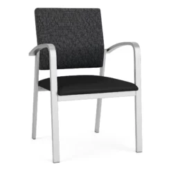 Lesro Newport 18.5" Polyurethane Waiting Reception Guest Chair In Silver/Black -CYMAX Sales 2698782 L