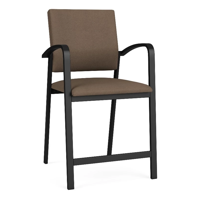 Lesro Newport 24.5" Polyurethane Waiting Reception Hip Chair In Black/Brown 6 Lesro Newport 24.5" Polyurethane Waiting Reception Hip Chair In Black/Brown - Image 4