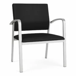 Lesro Newport 18.5" Polyurethane & Steel Reception Guest Chair In Brown/Silver -CYMAX Sales 2698845 L 1
