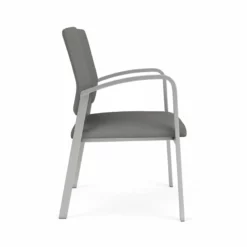 Lesro Newport 18.5" Polyurethane & Steel Reception Guest Chair In Brown/Silver -CYMAX Sales 2698846 1 L 1