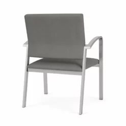 Lesro Newport 18.5" Polyurethane & Steel Reception Guest Chair In Brown/Silver -CYMAX Sales 2698846 2 L 1