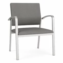Lesro Newport 18.5" Polyurethane & Steel Reception Guest Chair In Brown/Silver -CYMAX Sales 2698846 L 1
