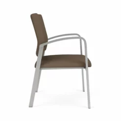Lesro Newport 18.5" Polyurethane & Steel Reception Guest Chair In Brown/Silver -CYMAX Sales 2698847 1 L 1