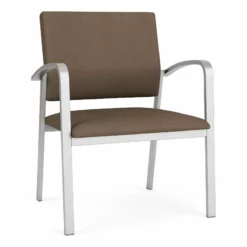 Lesro Newport 18.5" Polyurethane & Steel Reception Guest Chair In Gray/Silver -CYMAX Sales 2698847 L 2