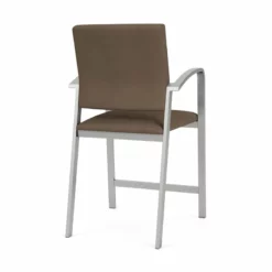 Lesro Newport 24.5" Polyurethane Waiting Reception Hip Chair In Brown/Silver -CYMAX Sales 2698899 2 L 1
