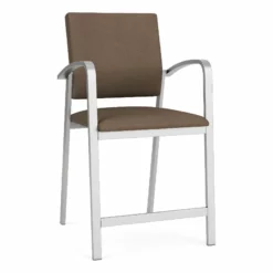 Lesro Newport 24.5" Polyurethane Waiting Reception Hip Chair In Brown/Silver -CYMAX Sales 2698899 L 1