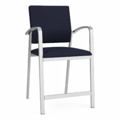 Lesro Newport 24.5" Fabric Waiting Reception Hip Chair In Navy/Silver