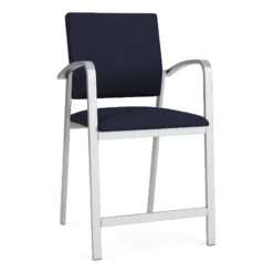 Lesro Newport 24.5" Fabric Waiting Reception Hip Chair In Blue/Silver