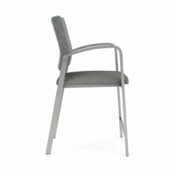 Lesro Newport 24.5" Polyurethane Waiting Reception Hip Chair In Silver/Brown -CYMAX Sales 2698904 1 L 3