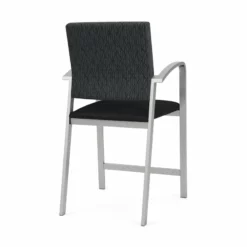 Lesro Newport 24.5" Polyurethane Waiting Reception Hip Chair In Brown/Silver -CYMAX Sales 2698906 2 L 1
