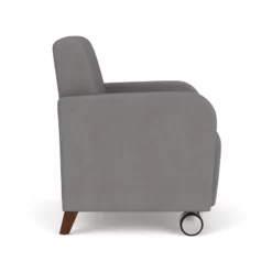 Lesro Siena 17.5" Polyurethane Lounge Reception Guest Chair In Gray/Walnut -CYMAX Sales 2698924 1 L