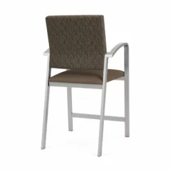 Lesro Newport 24.5" Polyurethane Waiting Reception Hip Chair In Silver/Brown -CYMAX Sales 2698931 2 L 3