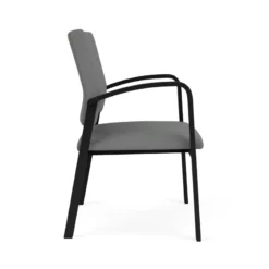 Lesro Newport 18.5" Fabric & Steel Reception Guest Chair In Gray/Black -CYMAX Sales 2698936 1 L