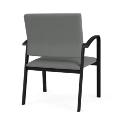 Lesro Newport 18.5" Fabric & Steel Reception Guest Chair In Gray/Black -CYMAX Sales 2698936 2 L