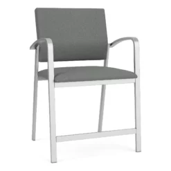 Lesro Newport 24.5" Fabric & Steel Reception Hip Chair In Gray And Silver -CYMAX Sales 2698940 L