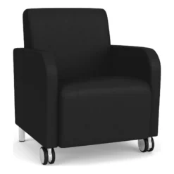 Lesro Siena 17.5" Polyurethane Lounge Reception Guest Chair In Black/Silver -CYMAX Sales 2698955 L