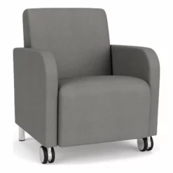 Lesro Siena 17.5" Polyurethane Lounge Reception Guest Chair In Gray/Silver -CYMAX Sales 2698956 L 1