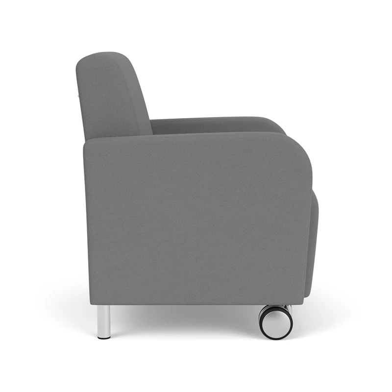 Lesro Siena 17.5" Fabric & Wood Lounge Reception Guest Chair In Gray/Silver 7 Lesro Siena 17.5" Fabric & Wood Lounge Reception Guest Chair In Gray/Silver - Image 5