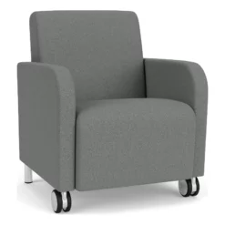 Lesro Siena 17.5" Fabric & Wood Lounge Reception Guest Chair In Gray/Silver 17 Lesro Siena 17.5" Fabric & Wood Lounge Reception Guest Chair In Gray/Silver -CYMAX Sales 2698958 L