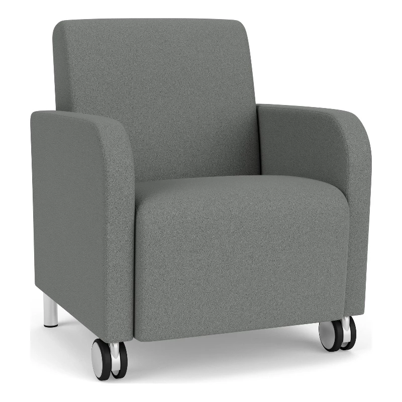 Lesro Siena 17.5" Fabric & Wood Lounge Reception Guest Chair In Gray/Silver 6 Lesro Siena 17.5" Fabric & Wood Lounge Reception Guest Chair In Gray/Silver - Image 4
