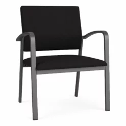 Lesro Newport 18.5" Fabric Reception Wide Guest Chair In Black/Charcoal -CYMAX Sales 2698986 L 1