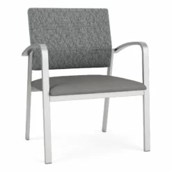 Lesro Newport 18.5" Polyurethane & Steel Reception Guest Chair In Gray/Silver -CYMAX Sales 2699009 L 2