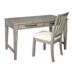 Andover Solid Wood 2 Drawer Desk In Dove Grey Finish -CYMAX Sales 2699254 2 L