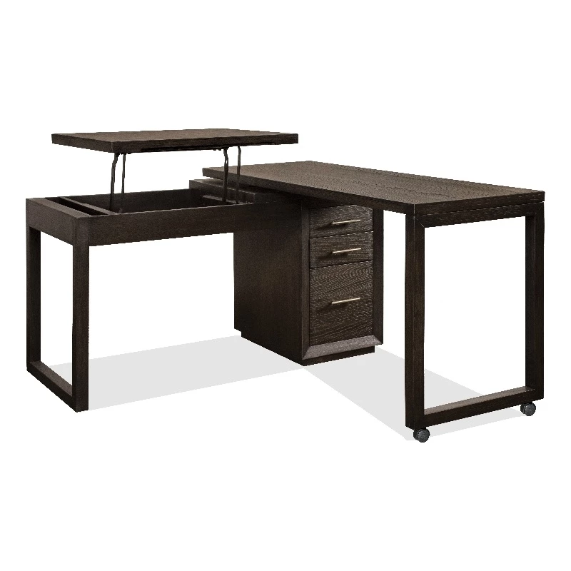 Riverside Furniture Prelude Swivel Wood L-Desk With Lift Top In Umber Brown 3 Riverside Furniture Prelude Swivel Wood L-Desk With Lift Top In Umber Brown
