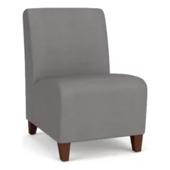 Lesro Siena Polyurethane Lounge Reception Armless Guest Chair In Walnut/Gray -CYMAX Sales 2701650 L