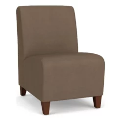 Lesro Siena Polyurethane Lounge Reception Armless Guest Chair In Walnut/Gray -CYMAX Sales 2701651 L