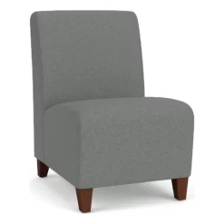 Lesro Siena Fabric Lounge Reception Armless Guest Chair In Blue/Walnut -CYMAX Sales 2701652 L