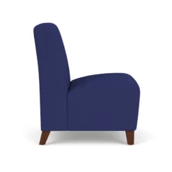 Lesro Siena Fabric Lounge Reception Armless Guest Chair In Blue/Walnut -CYMAX Sales 2701654 1 L