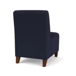 Lesro Siena Fabric Lounge Reception Armless Guest Chair In Blue/Walnut -CYMAX Sales 2701655 2 L