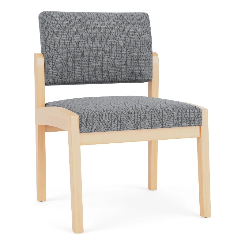 Lesro Lenox Wood Fabric Waiting Reception Armless Guest Chair In Gray/Natural 21 Lesro Lenox Wood Fabric Waiting Reception Armless Guest Chair In Gray/Natural - Image 19