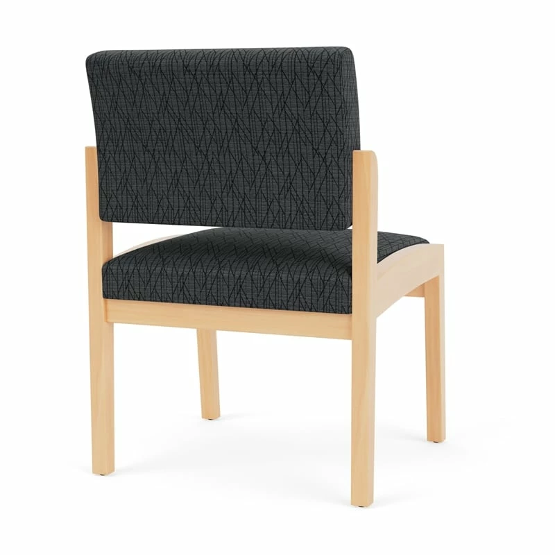 Lesro Lenox Wood Fabric Waiting Reception Armless Guest Chair In Blue/Natural 17 Lesro Lenox Wood Fabric Waiting Reception Armless Guest Chair In Blue/Natural - Image 15
